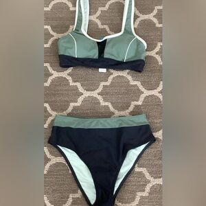 Women’s Bathing suit, small, green + black